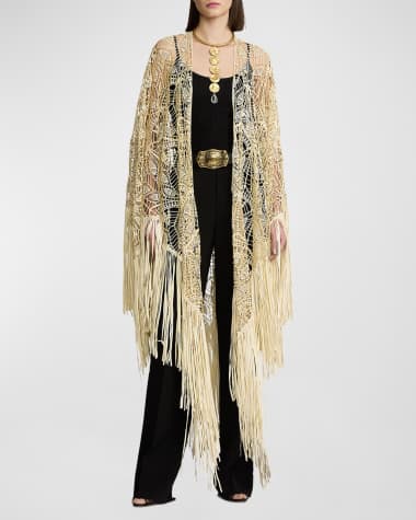 Ralph Lauren Collection Annisten Fringe-Trim Lambskin Shawl