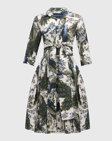 Samantha Sung Audrey 2 Pleated Stretch Cotton Midi Shirtdress