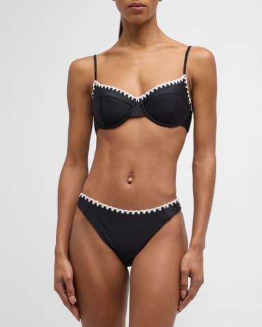 Ringer Bikini Set Contrast Binding Halter Bra & Swim Panty