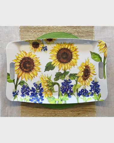 Bamboo Table Sunflower Serving Tray