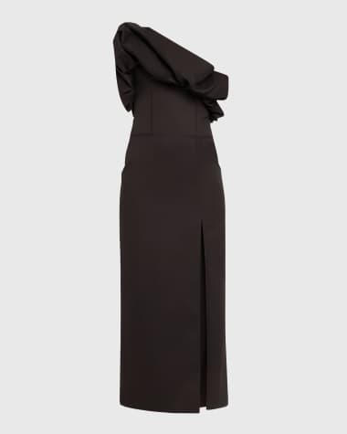 Johanna Ortiz Noche Habanera One-Shoulder Puffed Dress
