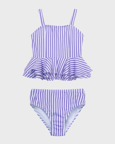 Habitual Girl's Fem Fem Striped Two-Piece Swimsuit, Size 2-6