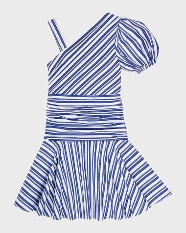 Habitual Girl's Striped One-Shoulder Dress, Size 7-16