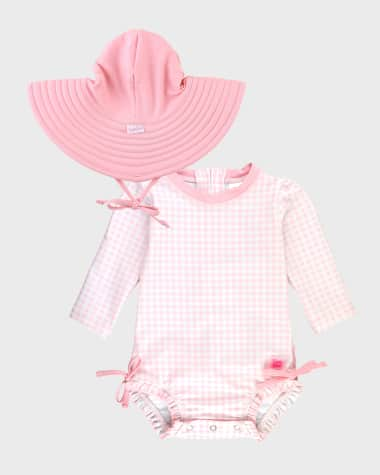 Ruffle Butts Pink Seersucker Swing Top Set for Baby and Toddlers