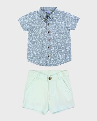Land N Sea Toddler Boys Shirt and Shorts Set | Multi | Size 4T | Cotton