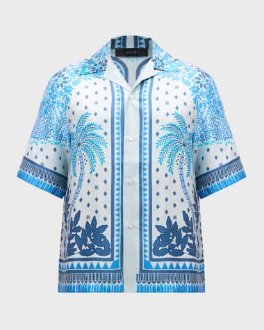 Amiri Men's Palm Tree Silk Camp Shirt