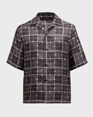 Amiri Men's Charm Check Silk Camp Shirt