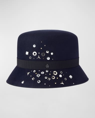 Maison Michel Mini New Kendall Starlight Studded Felt Bucket Hat