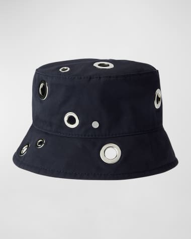 Maison Michel logo-appliqué leather bucket hat - Neutrals