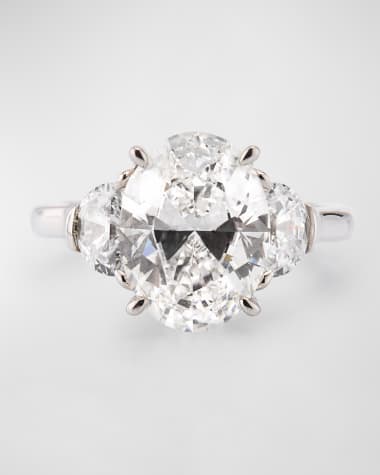 Neiman Marcus Lab Grown Diamonds Lab Grown Diamond 18K White Gold Oval and Half Moon Ring, Size 6
