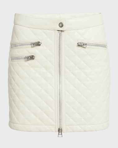 TOM FORD Quilted Guanteria Lamb Leather Zip-Front Mini Skirt