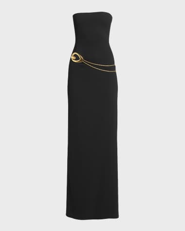 TOM FORD Stretch Sable Strapless Evening Dress with Cutout Detail