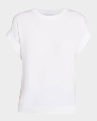 Majestic Filatures French Terry Rolled-Cuff Short-Sleeve Crewneck Tee