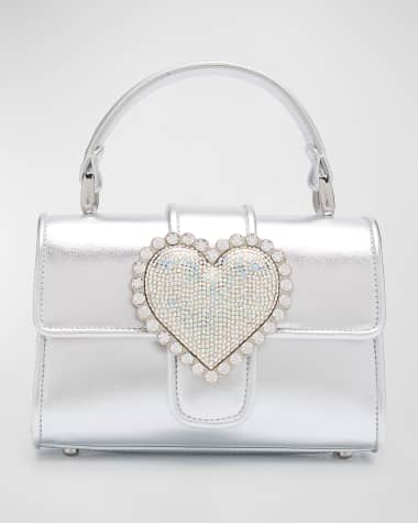 Sophia Webster Amora Heart Metallic Leather Top-Handle Bag