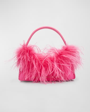 Sophia Webster Dusty Mini Faux Feather Hobo Bag