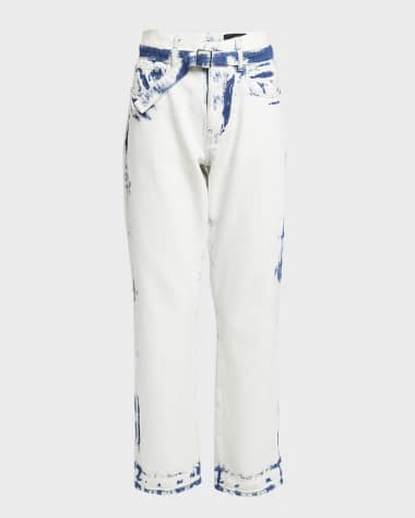 Proenza Schouler Ellsworth Bleached Boyfriend Jeans with Belt