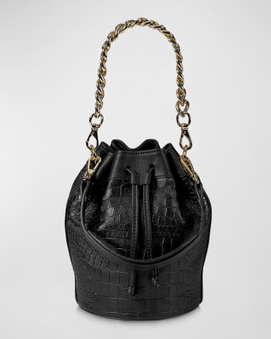 Gigi New York Brooklyn Croc-Embossed Bucket Bag