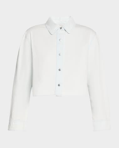Vince Cotton Twill Cropped Snap-Front Shirt