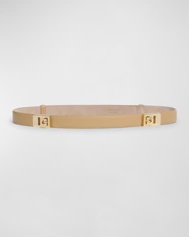 Ferragamo Hug Leather Belt With Double Gancini Buckle