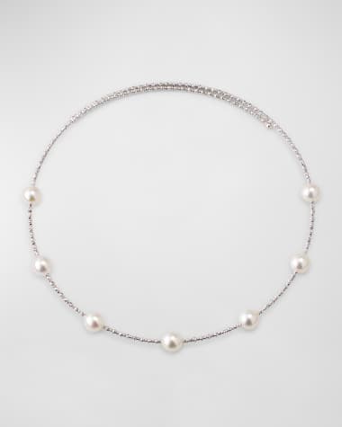 Pearls By Shari 18K White Gold Sparkle Akoya Pearl Choker Necklace
