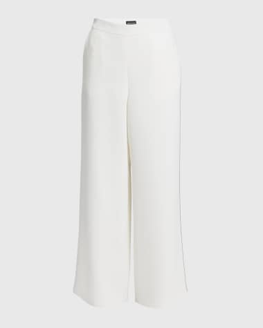 Giorgio Armani Side Piping Wide-Leg Silk Trousers