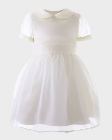 Rachel Riley Girl's Peter Pan-Collar Organza Pintuck Dress, Size 2-10