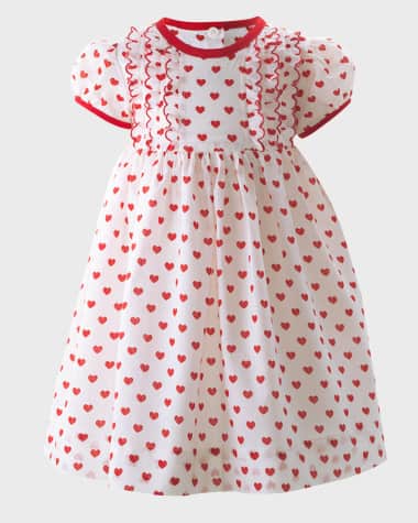 Rachel Riley Girl's Heart Scalloped Frill Dress with Bloomers, Size 6M-24M