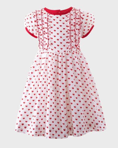 Rachel Riley Girl's Heart Scalloped Frill Dress, Size 2-10