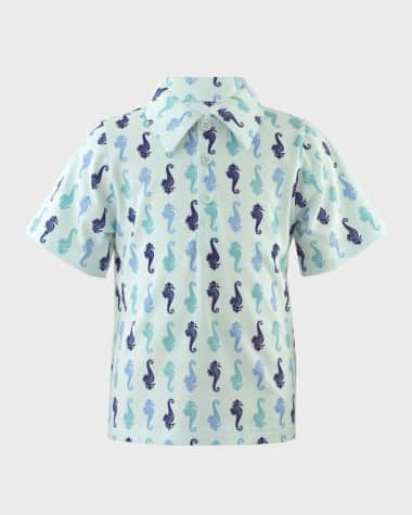Rachel Riley Boy's Seahorse Polo Shirt, Size 2-10