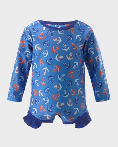 Rachel Riley Girl's Anchor Frill Rash Guard, Size 6M-24M
