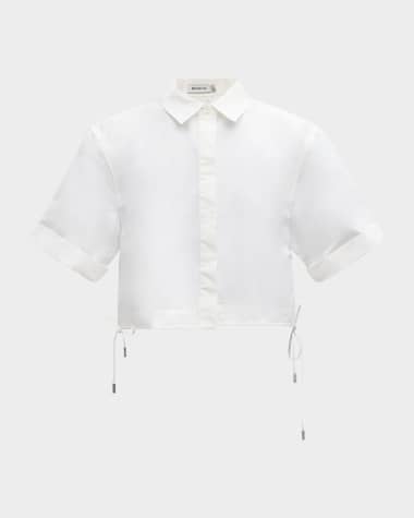 SIMKHAI Ryett Short-Sleeve Cropped Shirt
