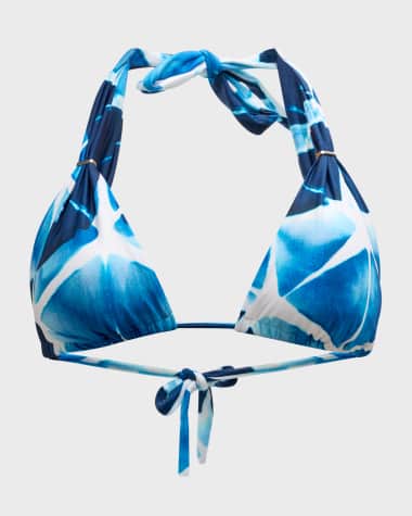 Lenny Niemeyer Tie-Dye Geometric Halter Bikini Top