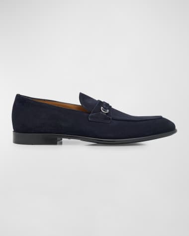 Ferragamo Men's Desio Gancio Suede Penny Loafers