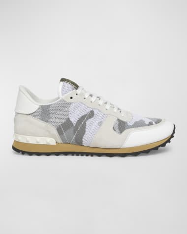 Valentino Garavani Men's Rockrunner Camo-Print Mesh Runner Sneakers