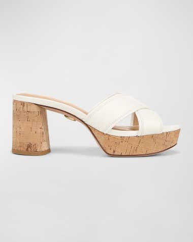 Veronica Beard Dory Leather Crisscross Platform Sandals