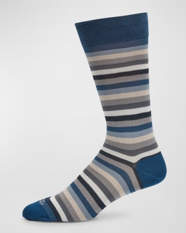 Marcoliani Men's Fresh Of Modal Multi-Stripe Crew Socks
