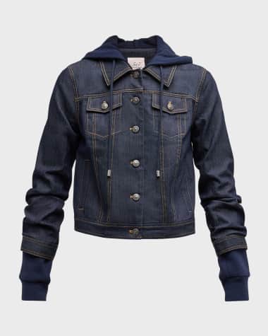 Cinq a Sept Jess Topstitched Denim Hooded Combo Jacket