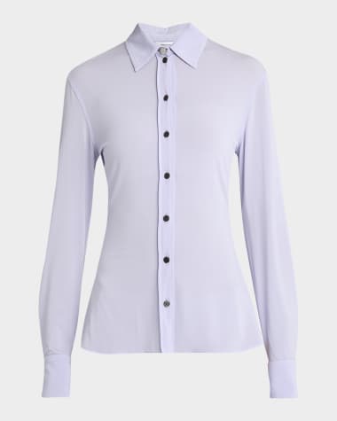 Ferragamo Stretch Viscose Jersey Button Down Top