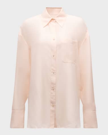 TWP Big Joe Washed Silk Habotai Button-Front Shirt