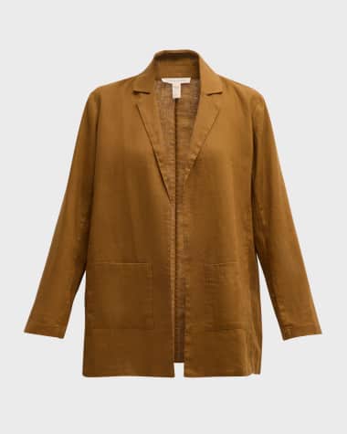 Eileen Fisher Open-Front Organic Linen Blazer