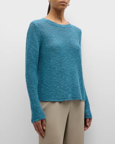 Eileen Fisher Slubby Crewneck Linen-Cotton Sweater