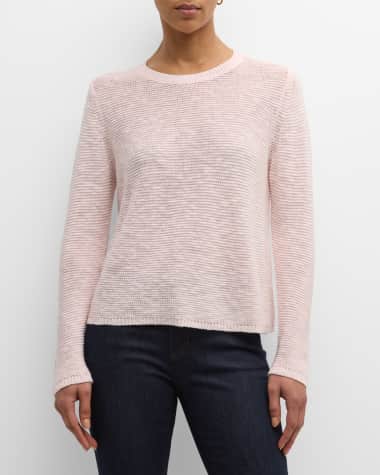 Eileen Fisher Slubby Crewneck Linen-Cotton Sweater
