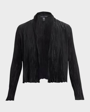 Eileen Fisher Petite Pleated Open-Front Silk Jacket