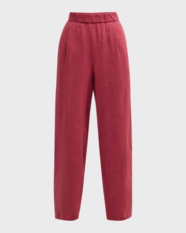 Eileen Fisher Pleated Cropped Organic Linen Lantern Pants