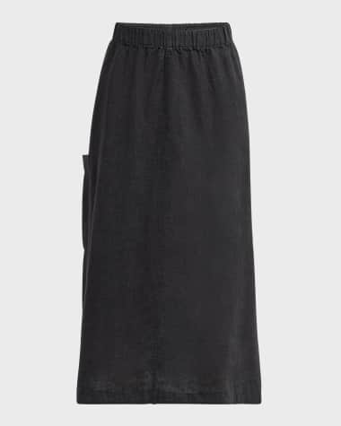 Eileen Fisher A-Line Organic Linen Midi Skirt