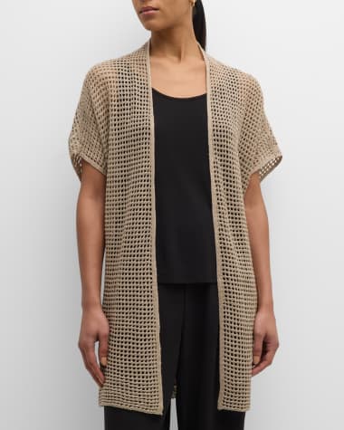 Eileen Fisher Open-Knit Dolman-Sleeve Cardigan