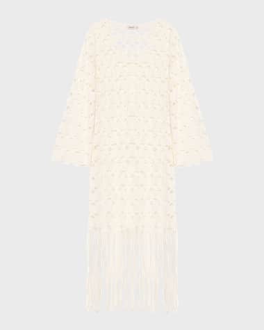 SIMKHAI Pierce Long-Sleeve Fringe Maxi Dress
