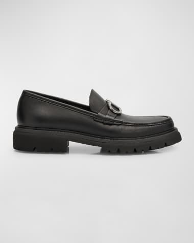 Ferragamo Men's Cocoon Gancini Leather Penny Loafers