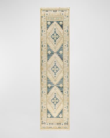 Surya Rugs Anadolu Teal Hand-Knotted Runner, 2' x 10'