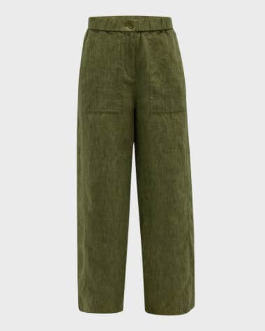 Eileen Fisher Cropped Wide-Leg Organic Linen Pants